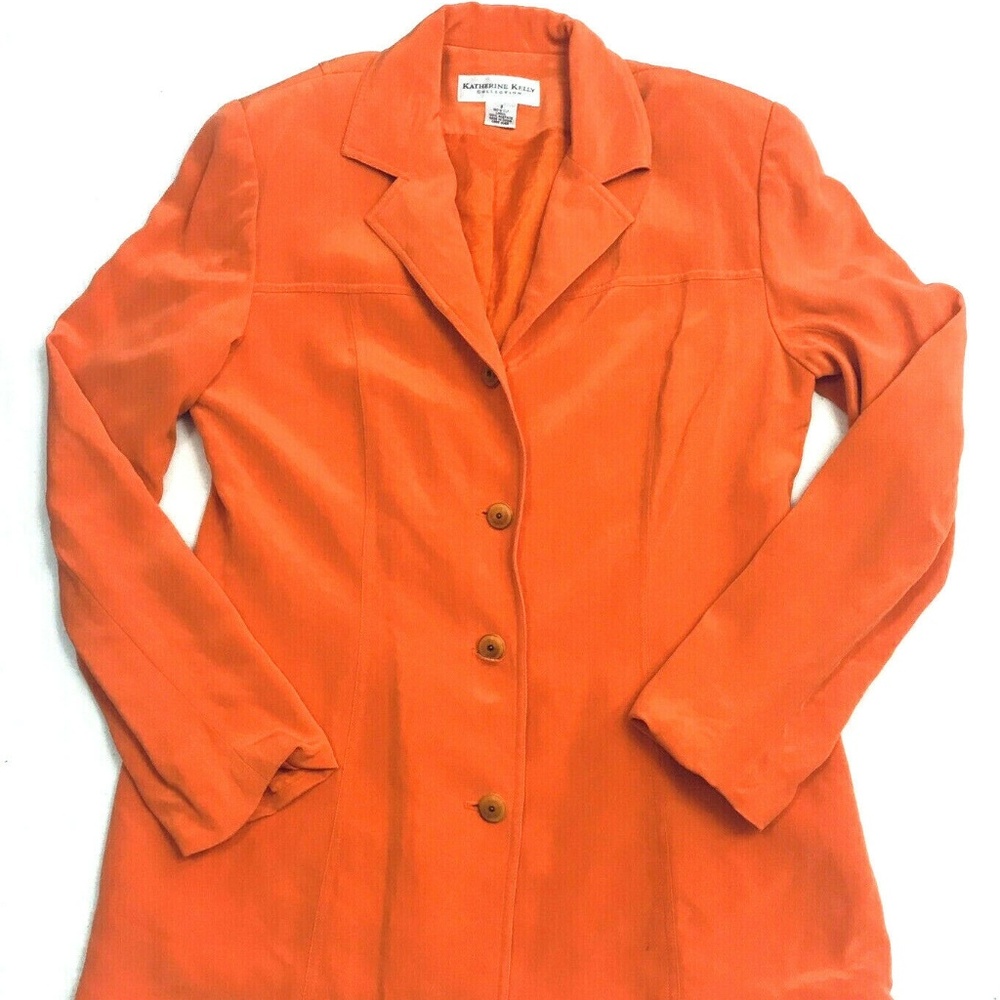 Women's Coral Blazer Jacket Silk Collared Size 8